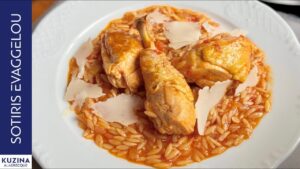 Chicken with orzo in tomato sauce