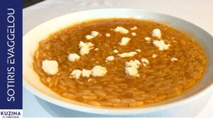 Kritharaki giouvetsi (Greek orzo with tomato sauce)