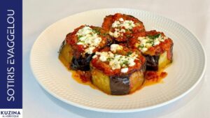 Oven roasted ggplants with tomatoes and feta