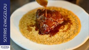 Beef cheeks braised in Xinomavro red wine with wheat trahanas
