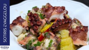 Warm potato salad with octopus