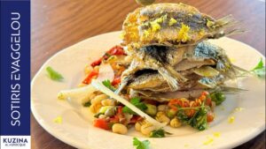 Sardines with black-eyed white beans (aspromytika)